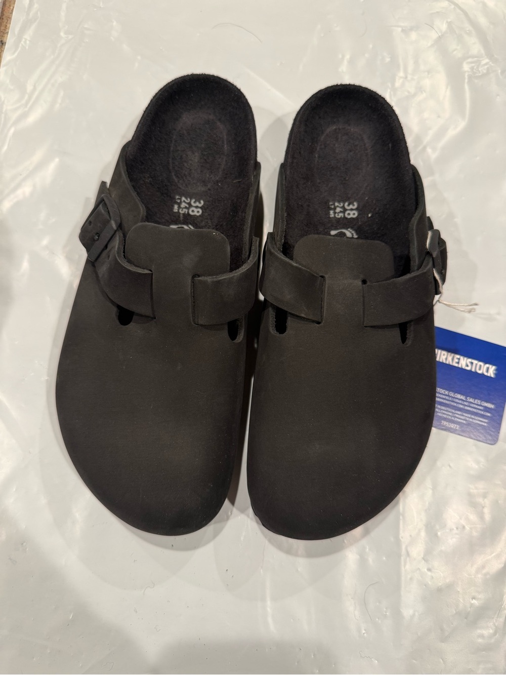 Birkenstock Boston Women’s Black Slip-On Clogs  nubuck leather retail $230